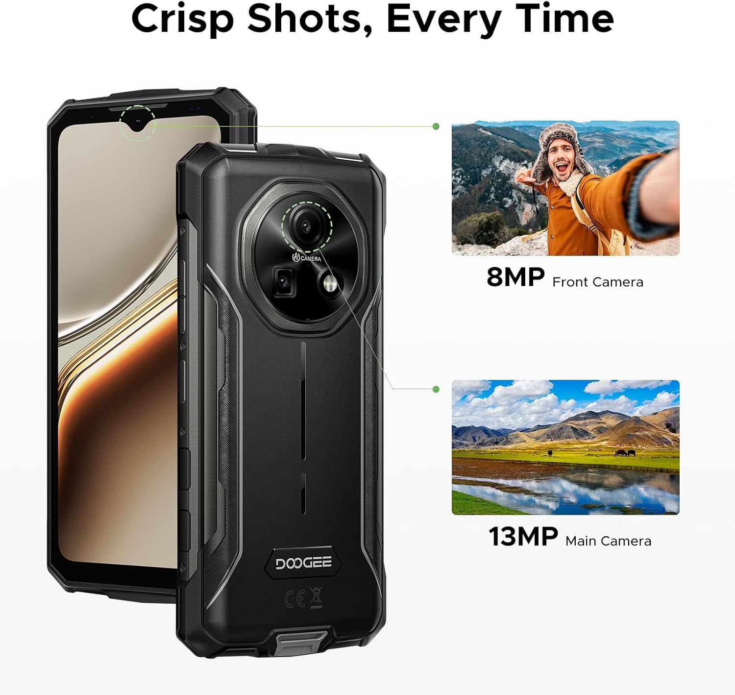 Fire 5 Pro Rugged Phone,13000Mah Battery,Helio G81 Octa Core,Android 15 with Gemini AI,20GB+128GB/2TB,6.6" Hd+90Hz Rugged Smartphone,13Mp+8Mp,Ip68 Waterproof Phone,Nfc/Otg/Triple Card Slot