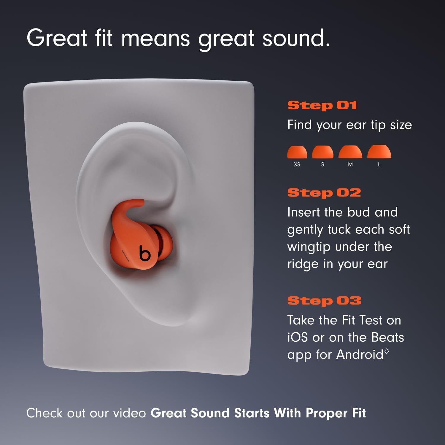 Power Fit - Wireless Noise Cancelling Workout Earbuds with Secure-Fit Wingtips, up to 30-Hour Battery Life, Sweat & Water Resistant, Apple & Android Compatible - Spark Orange