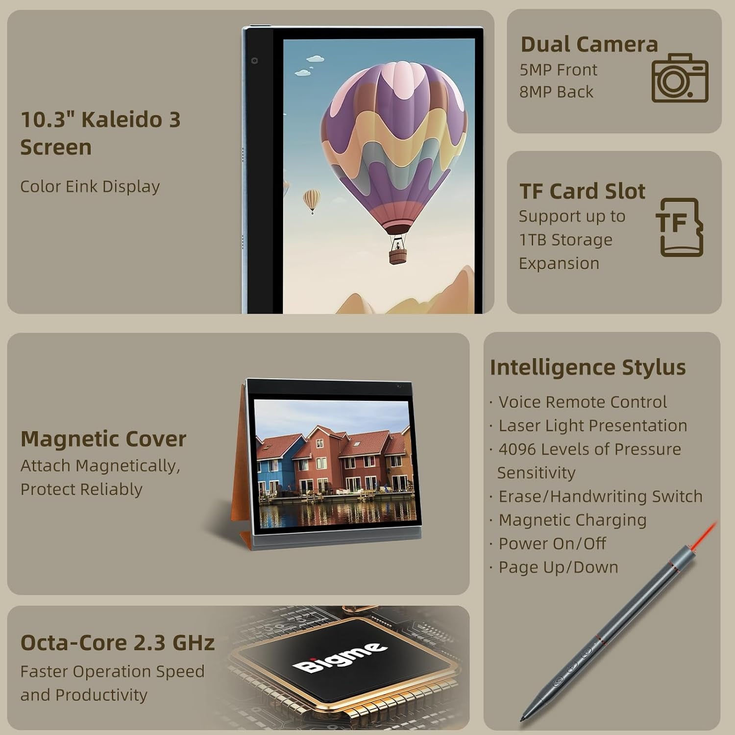 Inknote Color + Lite Eink Tablet 10.3" Ebook Reader 4G 64GB E-Reader for Reading and Writing Epaper Tablet Digital Notepad with Stylus and Cover