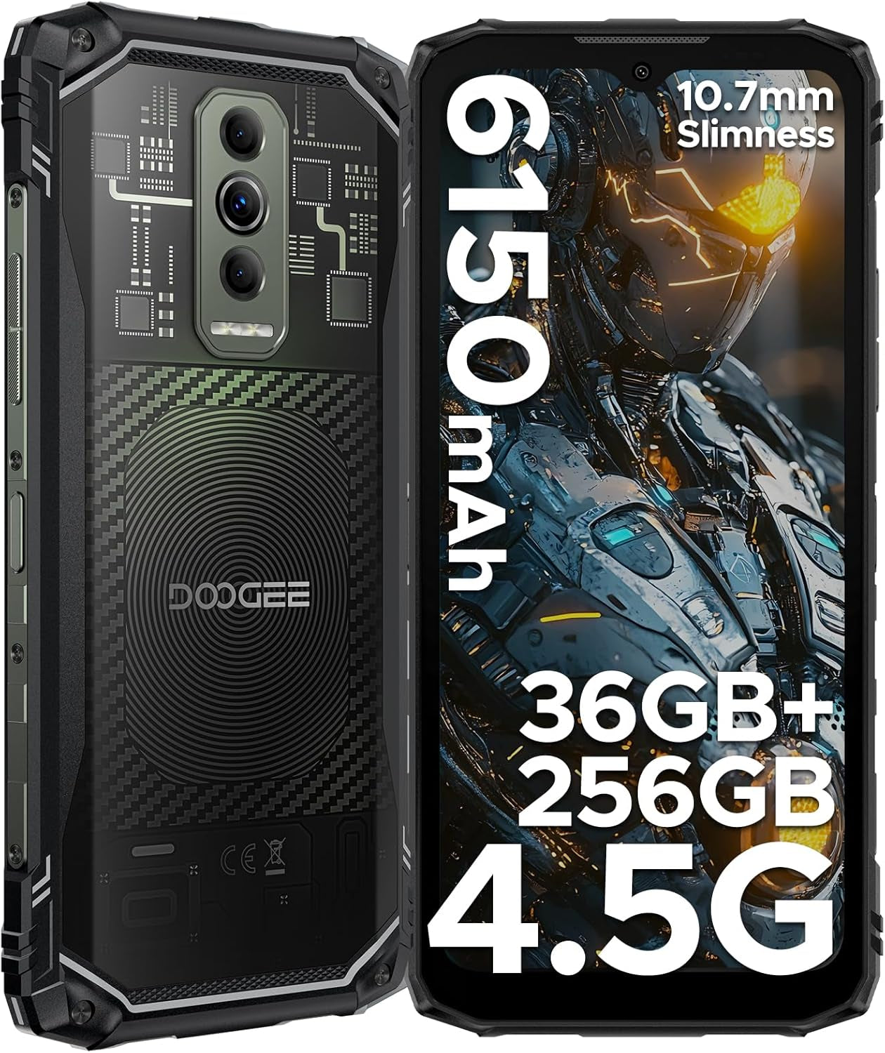 Blade 10 Ultra Energy Android 15 Rugged Phone 4.5G, 10.7Mm Ultra-Thin,Octa Core Rugged Smartphone, 6.56" Hd+90Hz, 64MP Camera, 6150Mah Battery, IP68/IP69K Waterproof Phone, Nfc/Face Unlock