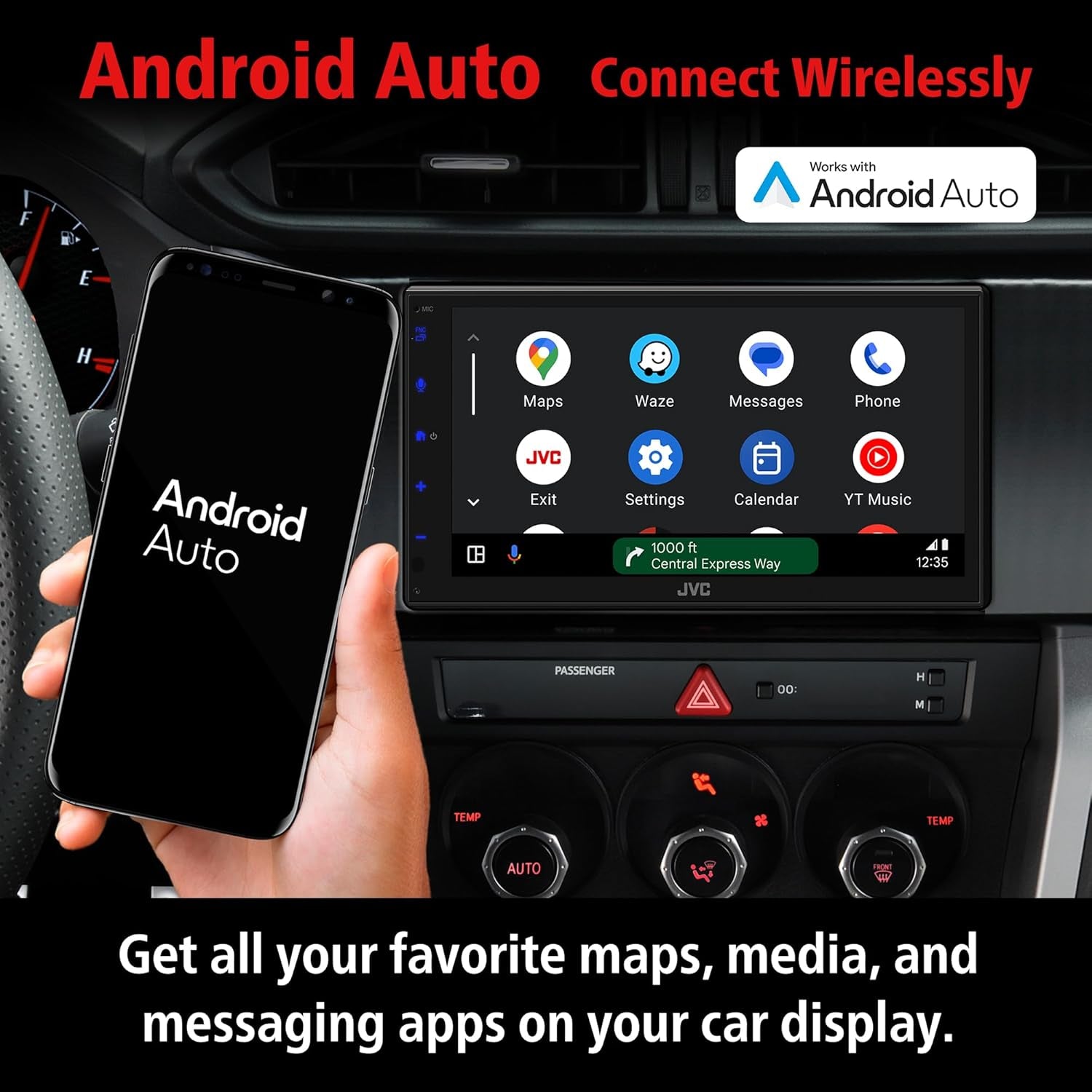 KW-M690BW 6.8" Capacitive Touchscreen Car Stereo – Wireless Apple Carplay & Android Auto, Bluetooth, USB Mirroring, 13-Band EQ