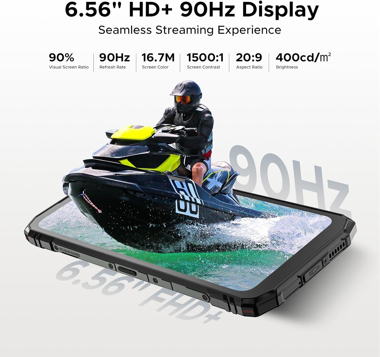 Blade10 Energy Android 15 Rugged Smartphone 4.5G,10.7Mm Ultra-Thin,24Gb+128Gb/Tf 2TB Octa Core Rugged Phone,6.56"Hd+ 90Hz,16Mp Camera,Ip68/Ip69K Waterproof Phone,6150Mah/Widevine L1/Nfc/Face ID