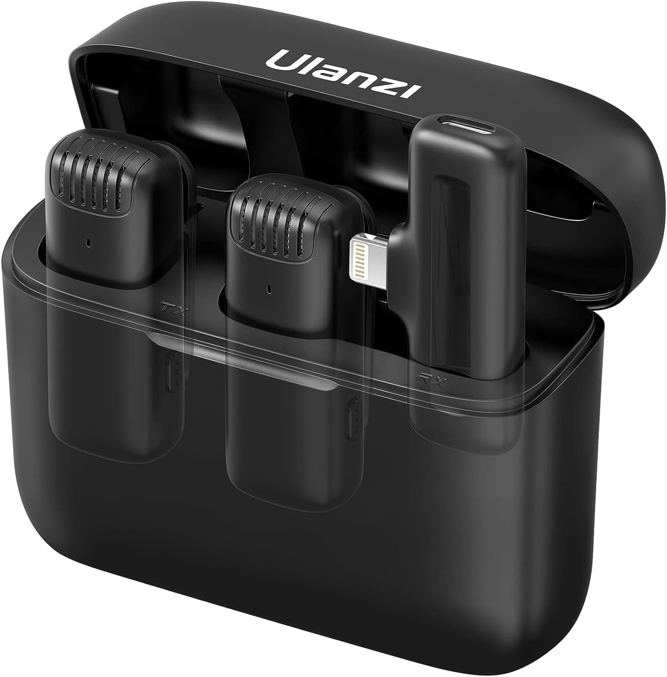 J12 Wireless Lavalier Microphone for Iphone Ipad, 2-In-1 Plug-Play Mic with Charging Case for Phone Video Recording, 65Ft Transmission Range