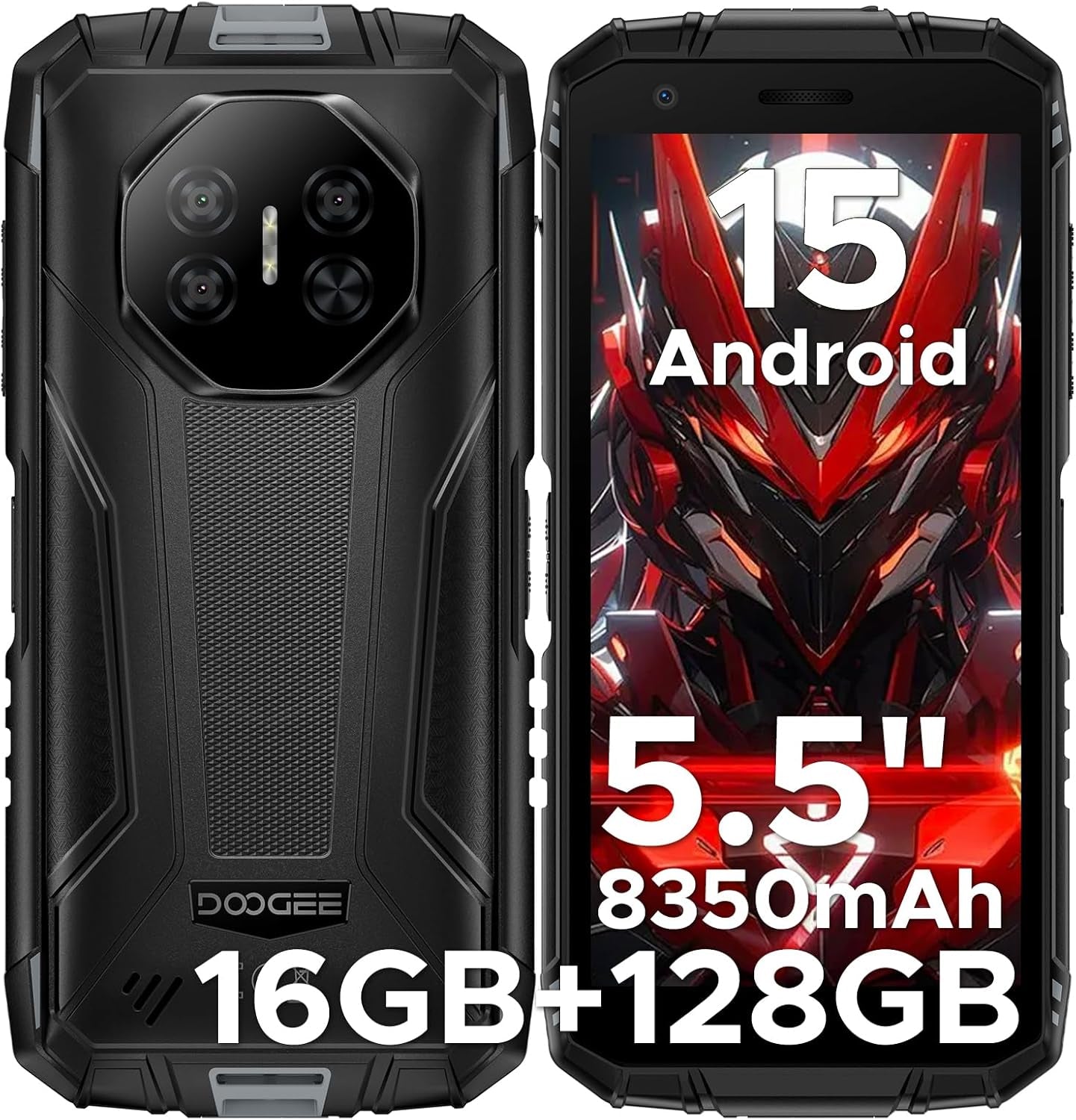 Fire 3 Pro Android 15 Rugged Phone,16Gb+128Gb/2Tb Octa-Core Rugged Smartphone,8350Mah/18W,5.5" HD+ IPS Gaming Phones,16Mp Camera,Ip68/Ip69K Waterproof Phone,Widevine L1/Nfc/Face ID/GPS